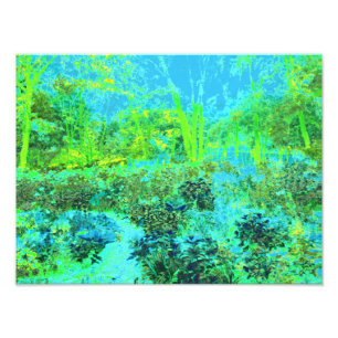 Impression Photo Paysage verdoyant et bleu du jardin