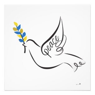 Impression Photo Peace Dove with/ Olive Branch en Ukraine Drapeaux