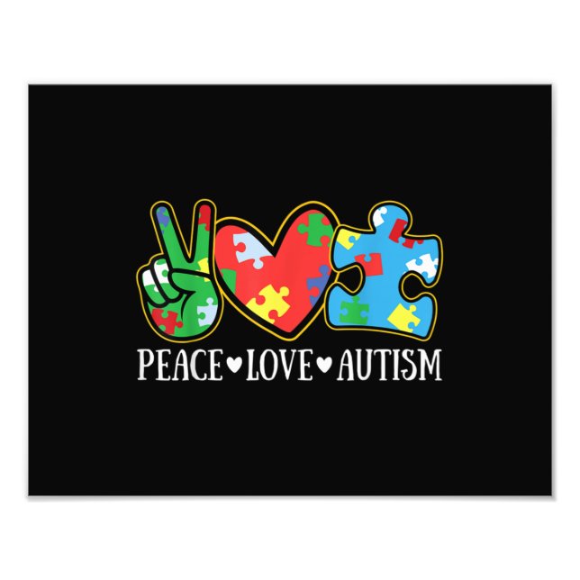 Impression Photo Peace Love Autism Puzzle Sensibilisation sur l'aut (Devant)