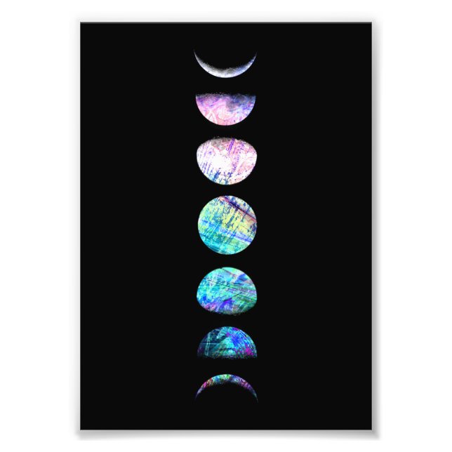 Impression Photo Peacock Opal Moon Phases Art Print (Devant)