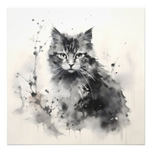 Impression Photo Peinture à l'encre de chaton
