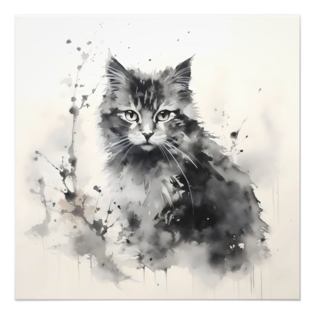 Impression Photo Peinture à l'encre de chaton (Devant)