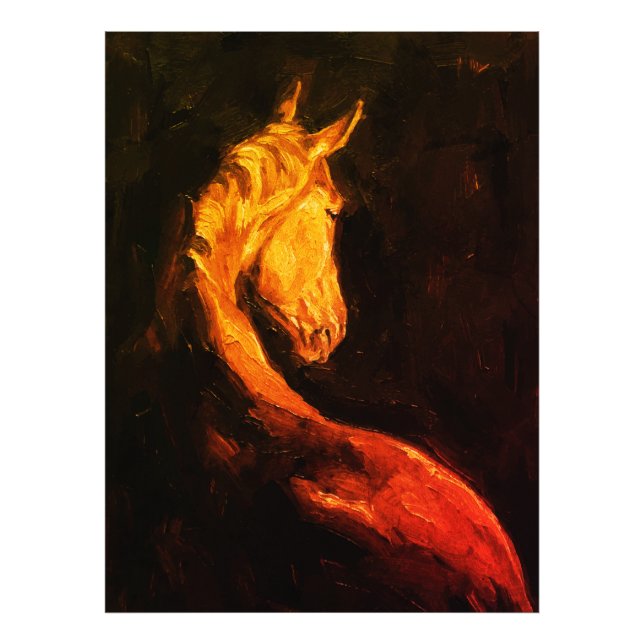 Impression Photo Peinture à l'huile de cheval doré – Animal express (Devant)