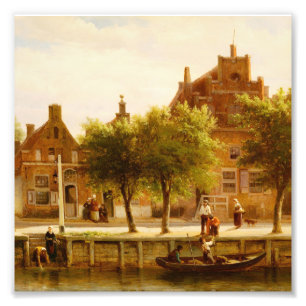 Impression Photo Peinture à l'huile de village de ville canal holla