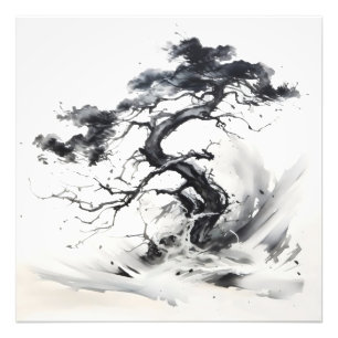 Impression Photo Peinture Abstraite à l'encre de l'arbre