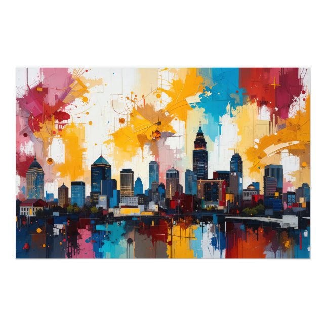 Impression Photo Peinture abstraite de la skyline d'Atlanta, Géorgi (Devant)