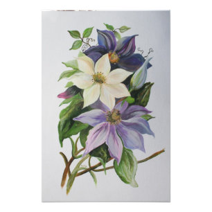 Impression Photo Peinture acrylique de la vigne Lilac Clematis