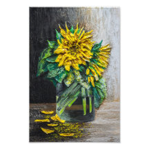 Peinture acrylique nature morte de tournesols