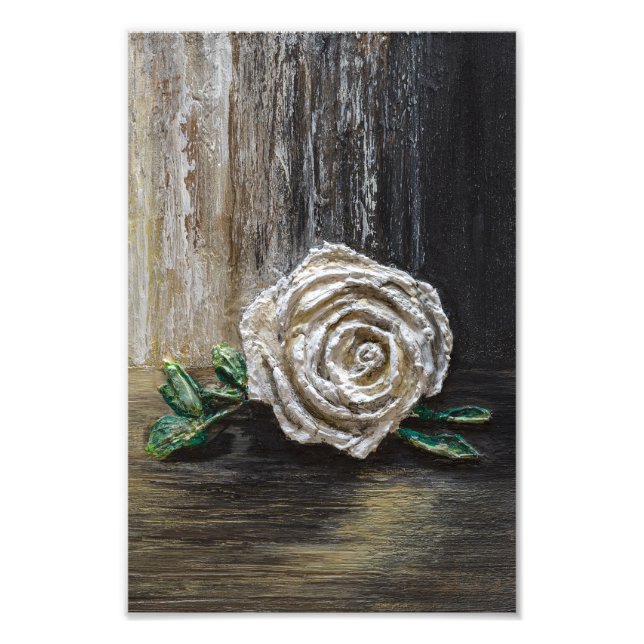 Impression Photo Peinture acrylique Rose Blanche  (Devant)