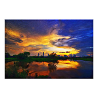 Impression Photo Peinture de couleurs abstraites | Coucher de solei