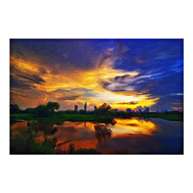 Impression Photo Peinture de couleurs abstraites | Coucher de solei (Devant)