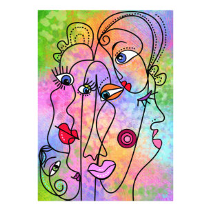 Impression Photo Peinture de femme abstraite dans le style cubiste