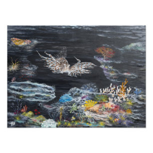 Impression Photo Peinture de poissons de lion dessus