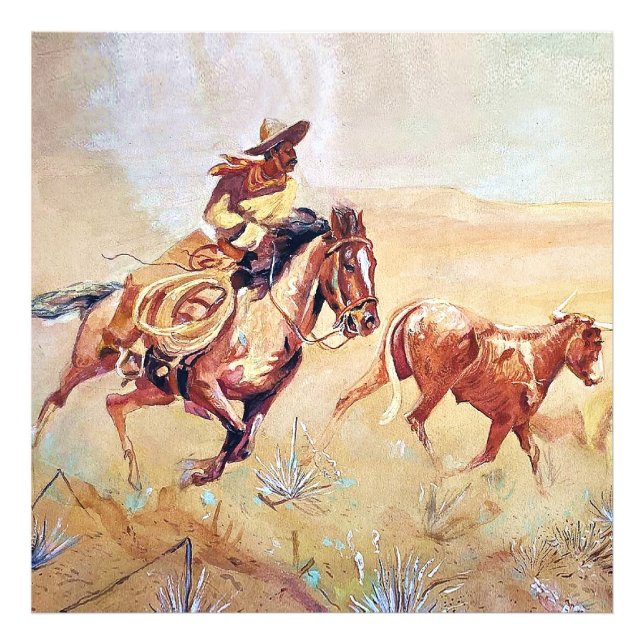 Impression Photo Peinture de Vaquero par Eward Borein (Devant)