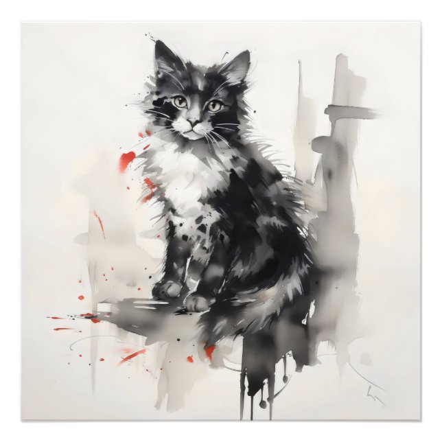 Impression Photo Peinture d'encre Kitten Nature (Devant)