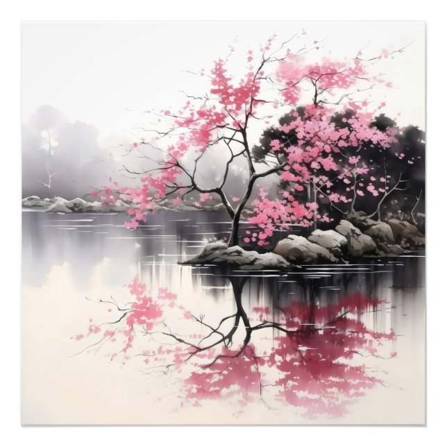 Impression Photo Peinture d'encre Printemps Sakura (Devant)