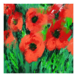 Impression Photo Peinture florale de coquelicots rouges abstraits