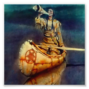 Impression Photo Peinture occidentale de N C Wyeth «The Moose Call»
