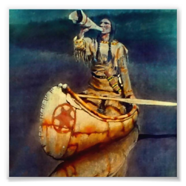 Impression Photo Peinture occidentale de N C Wyeth «The Moose Call» (Devant)