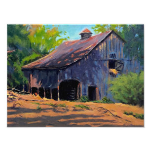 Impression Photo Peinture Rustique Bleu Orange Vert Missouri Grange