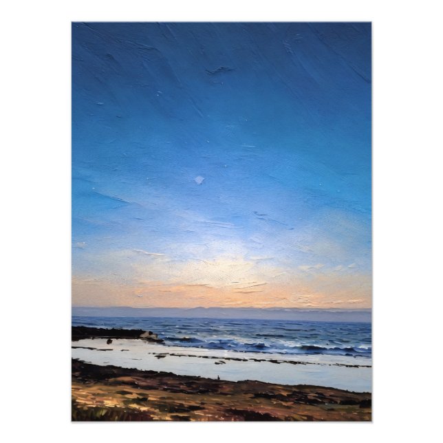 Impression Photo Peinture Serene Coastal Sunset Avec Ciel Vibrant (Devant)