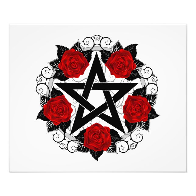 Impression Photo Pentagramme aux roses rouges (Devant)