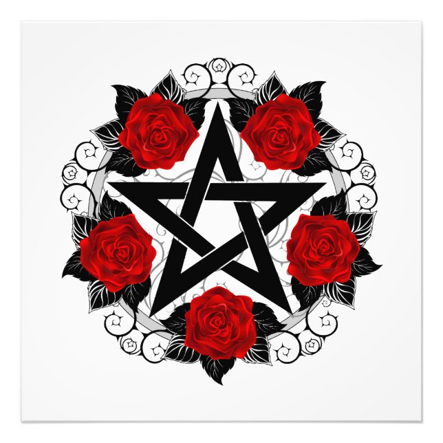 Impression Photo Pentagramme aux roses rouges (Devant)