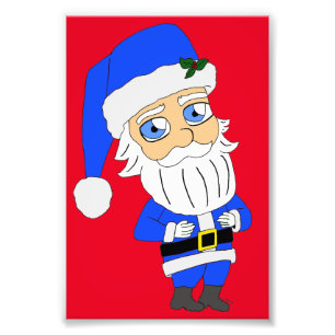 Impression Photo Père Noël en tenue bleue Chibi