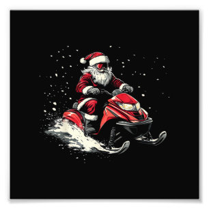 Impression Photo Père Noël Motoneige Motor Sled Noël drôle de Noël