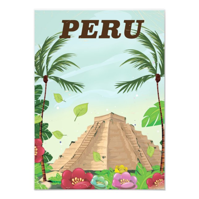 Impression Photo Pérou Amérique du Sud affiche de voyage de dessin  (Devant)