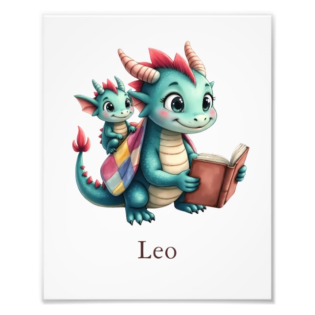 Impression Photo Personalize Baby Dragon Art Print Custom Kids Room (Devant)