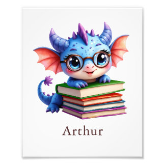 Impression Photo Personalize Dragon Art Print Custom Name Kids Room