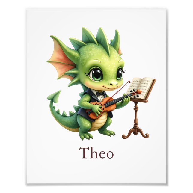 Impression Photo Personalize Dragon Art Print Custom Name Kids Room (Devant)