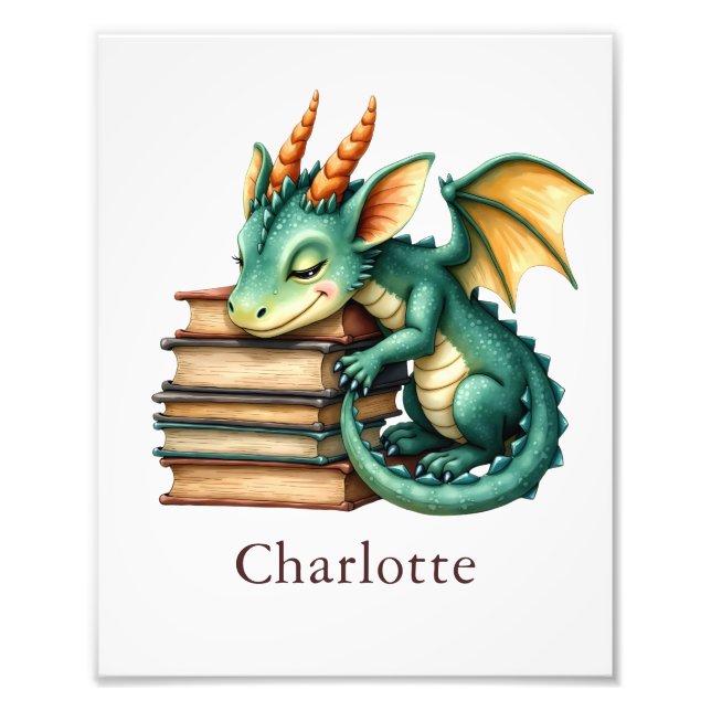Impression Photo Personalize Dragon Art Print Custom Nursery Kids  (Devant)