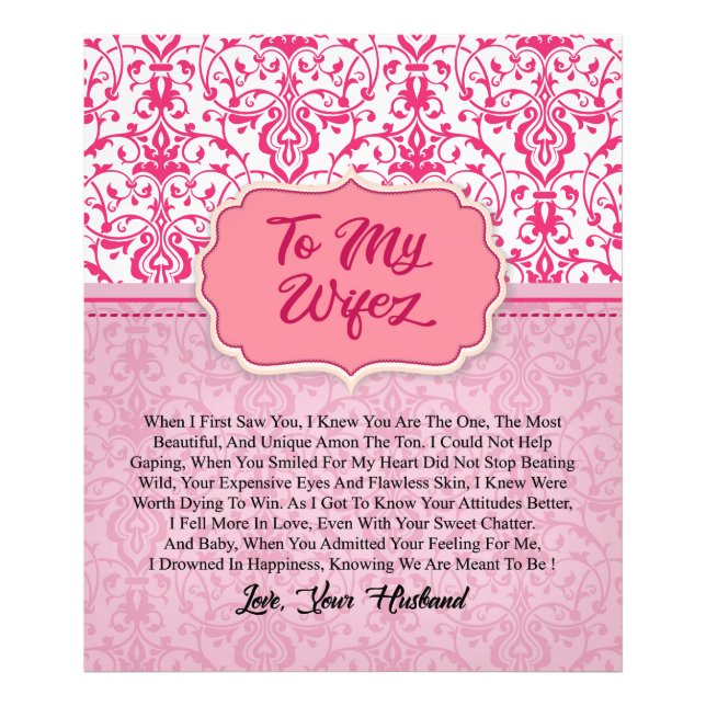 Impression Photo Personnalisé À Ma Femme | Idea Valentine Cadeaux (Devant)