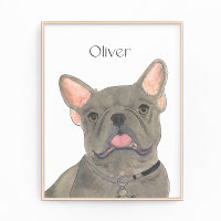 Personnalisé Blue Grey Français Bulldog Art França