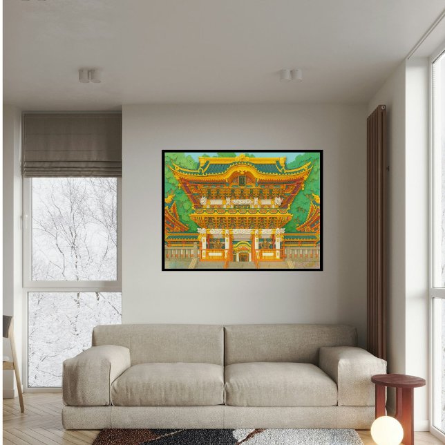 Impression Photo Personnalisé Japon Temple paysage Voyage esthétiqu (Yomeimon gate, Nikko Japan. 
Paper cutting style art.)