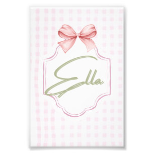 Impression Photo Personnalisée Ella Baby Girl Nursery Bow&En vichy