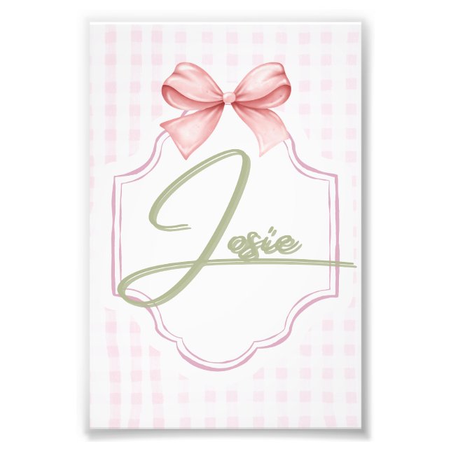 Impression Photo Personnalisée Josie Baby Girl Nursery Bow&En vichy (Devant)