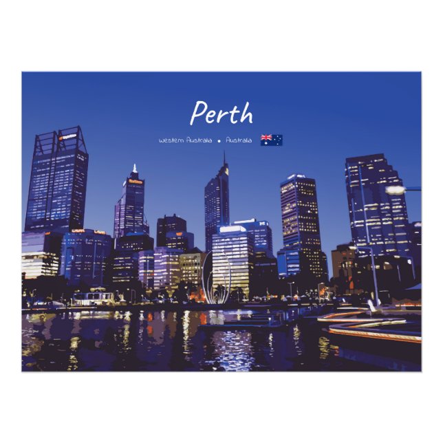 Impression Photo Perth, Australie - Ciel de la ville la nuit (Devant)