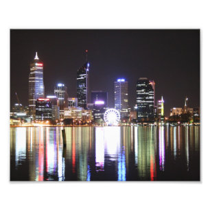 Impression Photo Perth City, Skyline de nuit, Australie 10 x 8- Imp