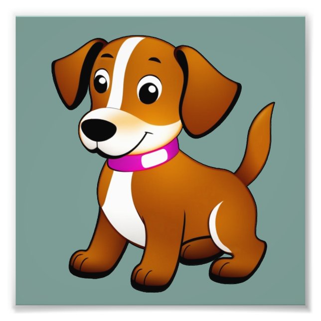 Impression Photo Petit chien brun, debout. (Devant)