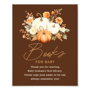 Impression Photo Petit Citrouille Automne Livres pour signe Baby sh