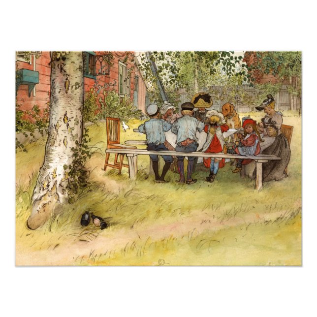 Impression Photo Petit déjeuner sous le Big Birch par Carl Larsson (Devant)