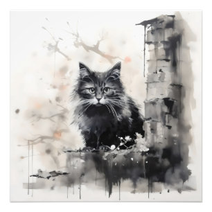Impression Photo Petite Encre de Chat Noir