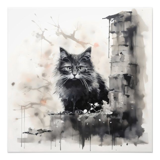 Impression Photo Petite Encre de Chat Noir (Devant)