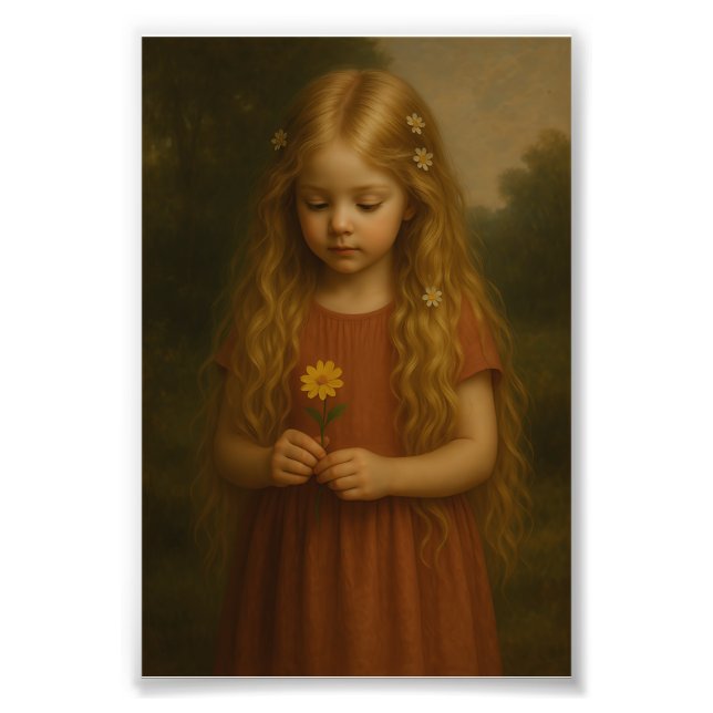 Impression Photo Petite Fille avec Fleur de Marguerite (Devant)