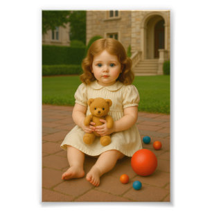 Impression Photo “Petite Fille avec Ours en Peluche – Portrait d'En