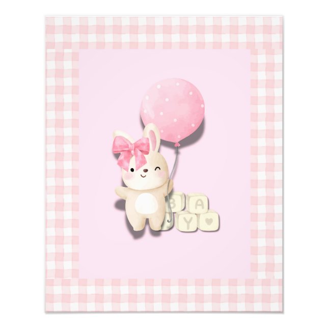 Impression Photo Petite fille Bunny Nursery Imprimer - Rose En vich (Devant)