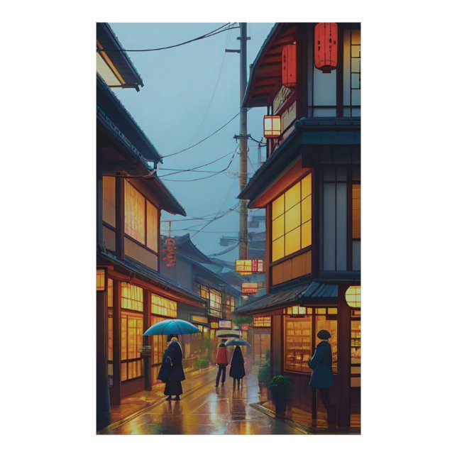 Impression Photo Petite route japonaise pluvieuse  (Devant)